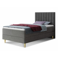 BOXBETT Gold Mini - 90x200 - Grau (Manila 16, Velvet) - Gelb/Grau, Holz/Holzwerkstoff (90/200cm) - Sofnet