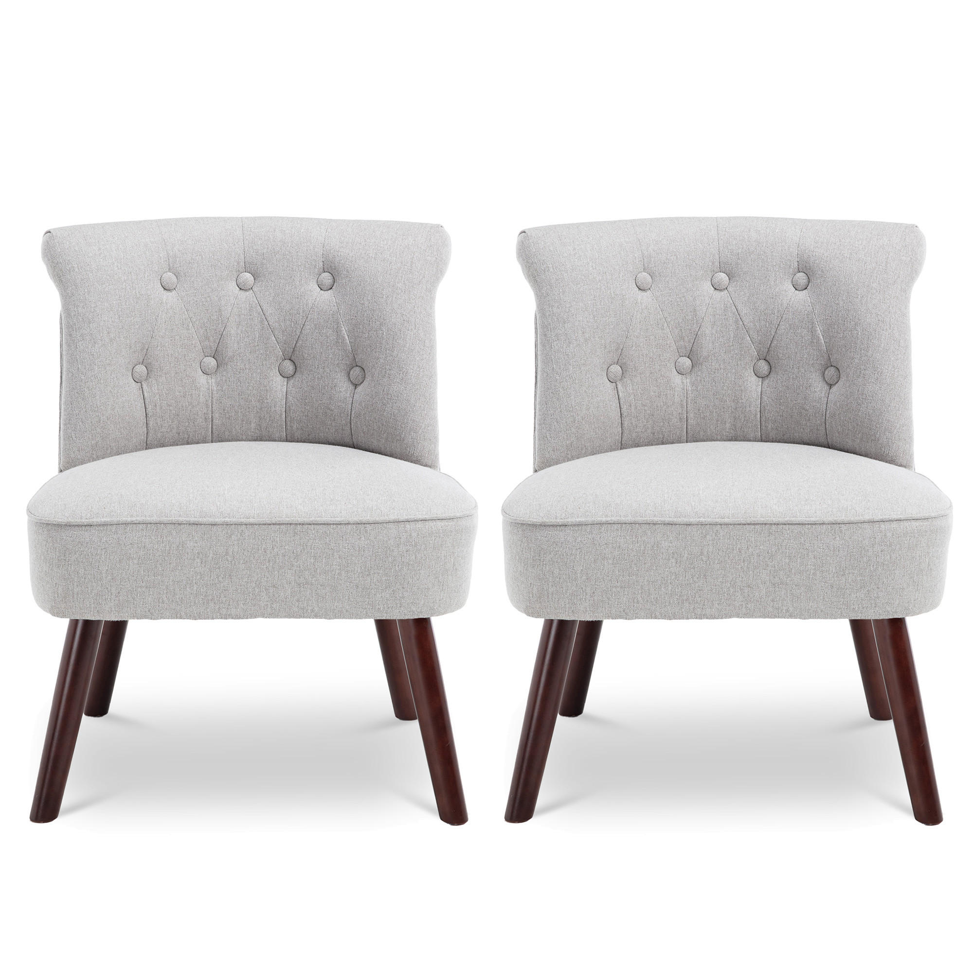 SESSEL 2er-Set Jacques gepolstert mit hellgrauem Stoff - Dunkelbraun/Hellgrau, Holz/Textil (56.5/73/62cm) - Sicaan