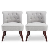 SESSEL 2er-Set Jacques gepolstert mit hellgrauem Stoff - Dunkelbraun/Hellgrau, Holz/Textil (56.5/73/62cm) - Sicaan