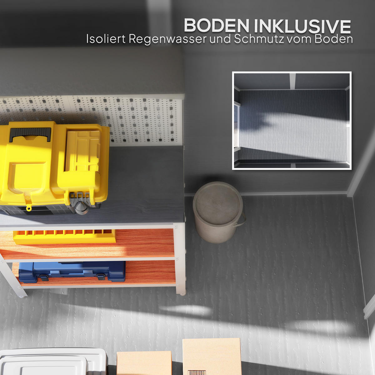 GERÄTEHAUS 2,1m², Wasserdicht Gartenhaus mit Boden Pultdach Geräteschuppen - Grau, Kunststoff (131/198/186cm) - Outsunny