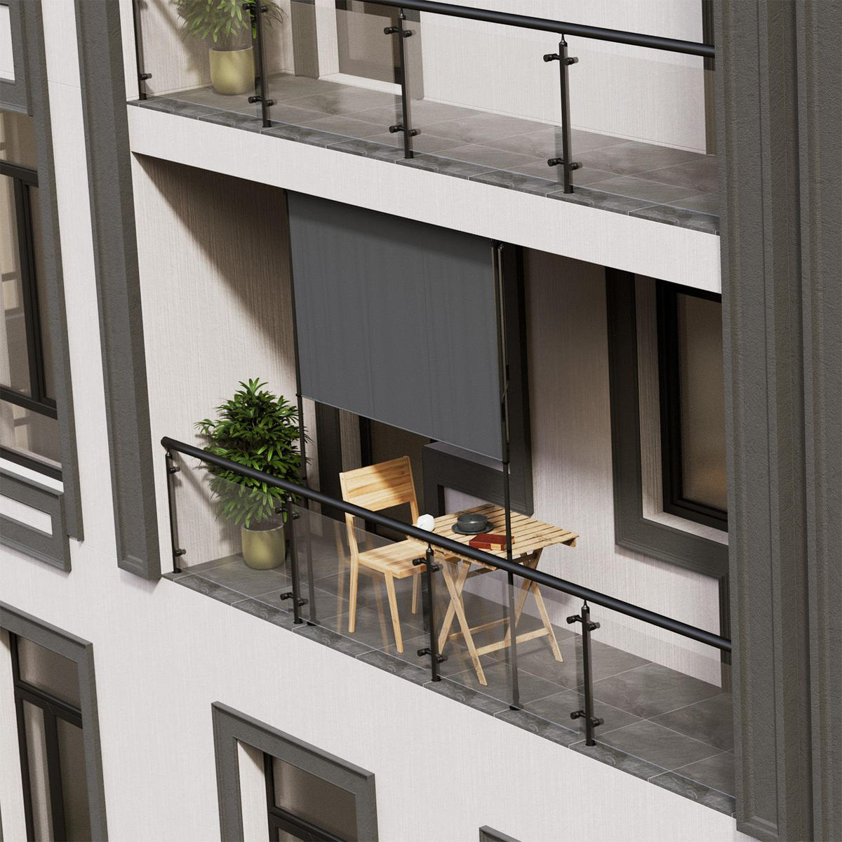 SENKRECHTMARKISE Barbados grau 200 x 310 cm - Grau, Textil (200/310cm) - Juskys