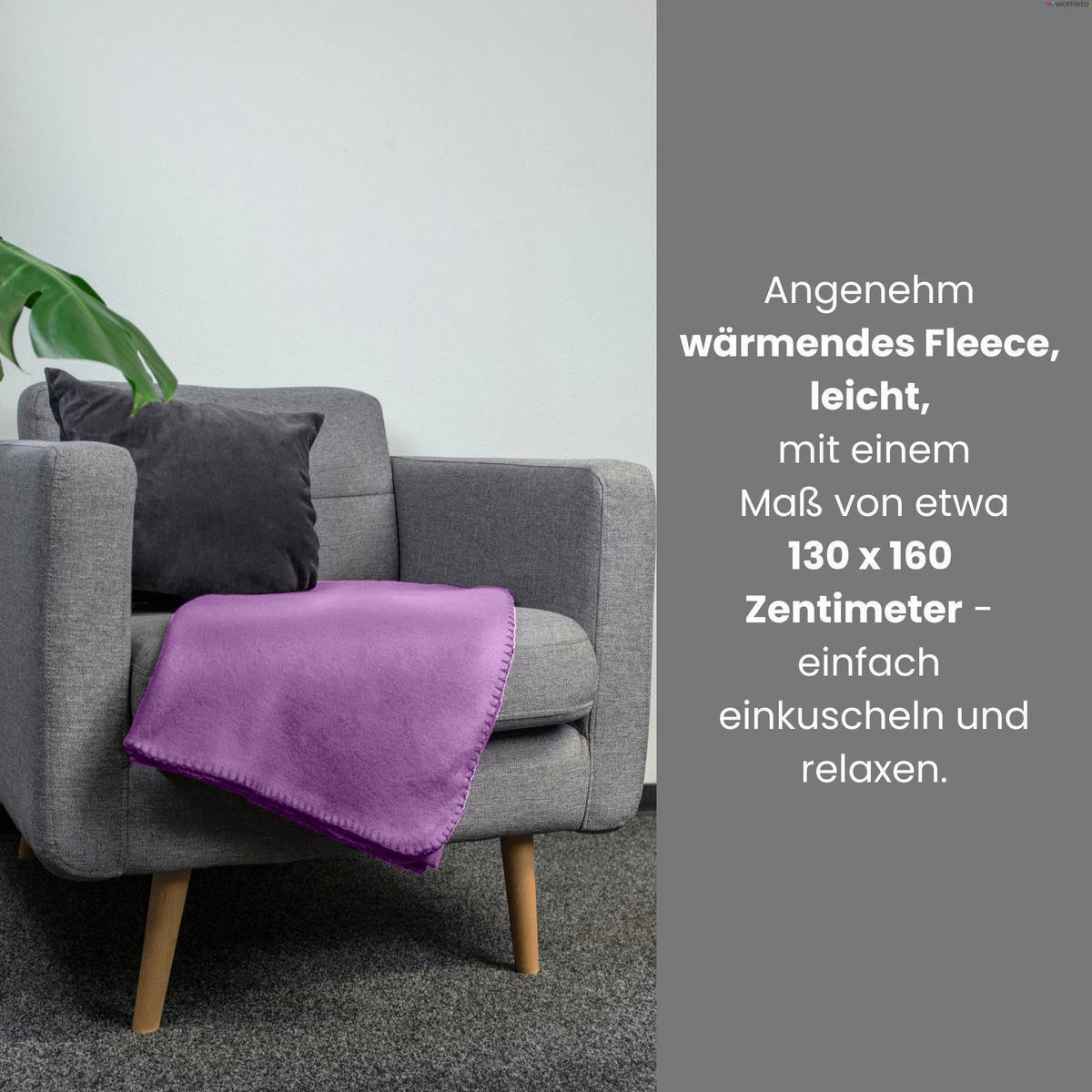 FLEECEDECKE lila 130/160 cm Kettelrand Anti-Pilling - Lila, Textil (130/160cm) - wometo
