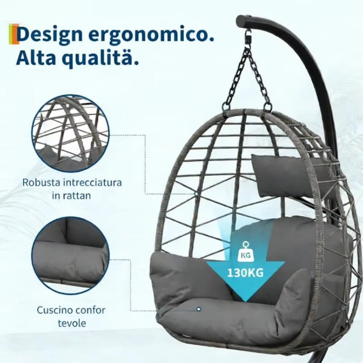 HÄNGESESSEL Metallrahmen mit Schutzhülle 130 kg - Grau, Metall (105/196/105cm) - Kaket