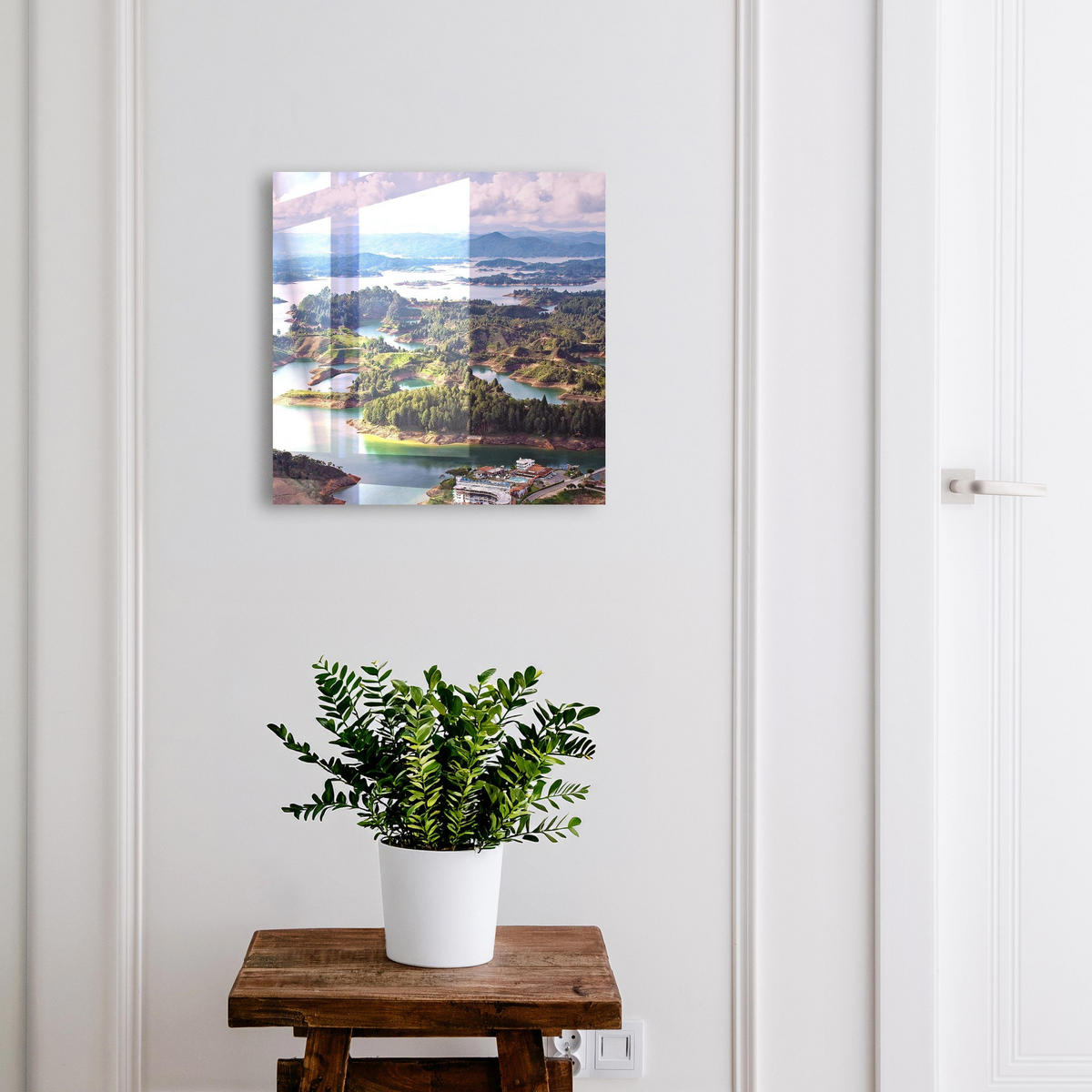 SCHLÜSSELBOX Schwarz 30x30 cm- Türöffnung nach rechts - Grüne Inseln - Grün, Metall (30/30/5cm) - TULUP
