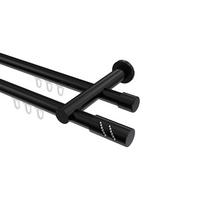 INNENLAUF-GARDINENSTANGEN-SET Platon Zoena 240 cm (geteilt in 2 x 120 cm), 2-läufig, 20 mm Ø Schwarz - Schwarz, Metall (240cm) - INTERDECO