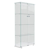VITRINE Glas LED, 4 Einlegeböden, Doppeltür, Weiß - Weiß, Holz (35/163/78.5cm)