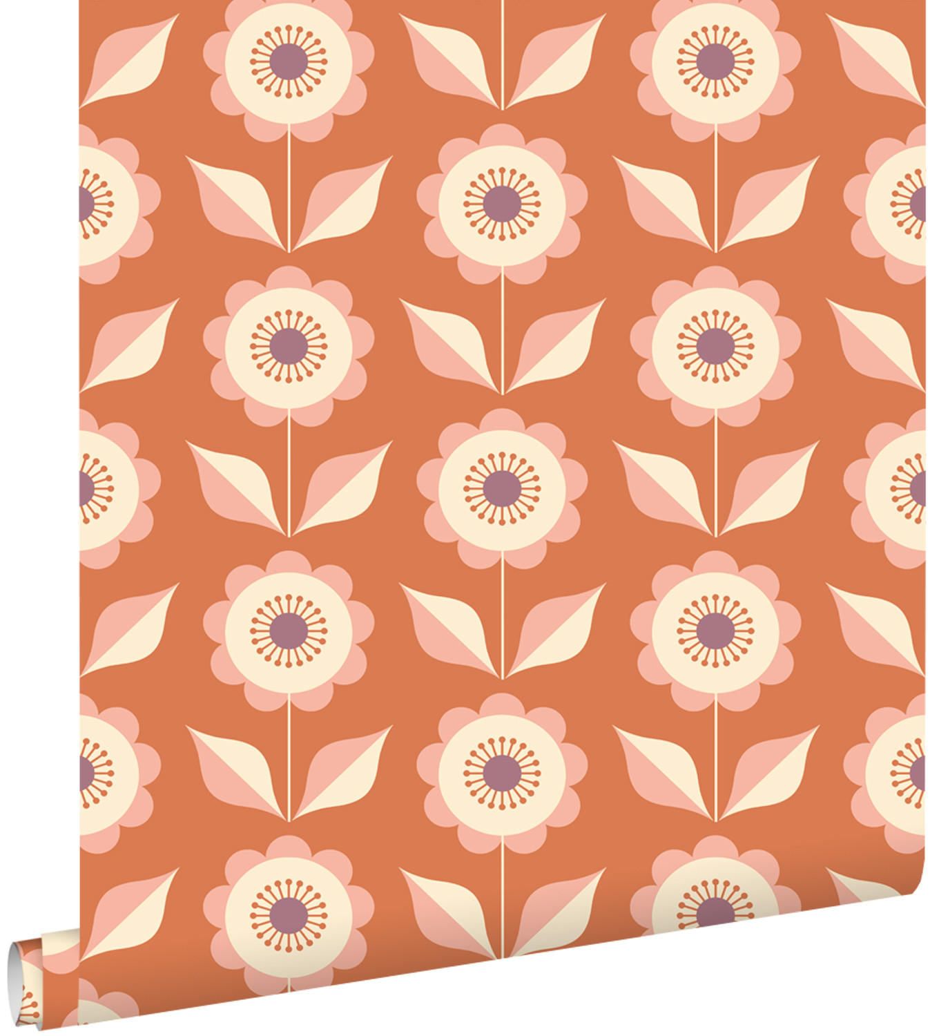 TAPETE Blumen 50 x 900 cm - Orange, Papier (50/900cm) - ESTAhome