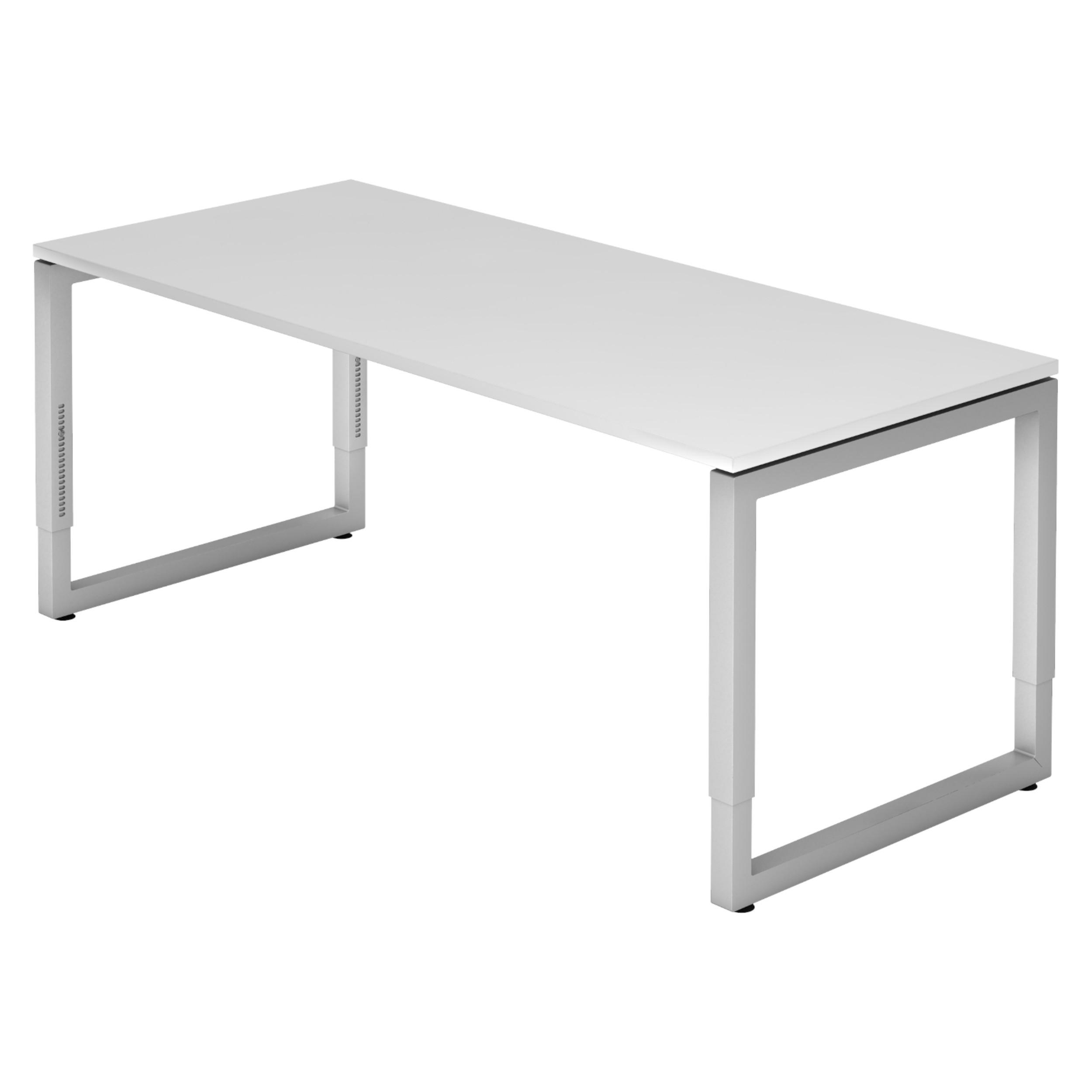 SCHREIBTISCH Serie-R 80/180/74 cm in Weiß/Silberfarben - Silberfarben/Weiß, Holzwerkstoff (80/180/74cm) - bümö