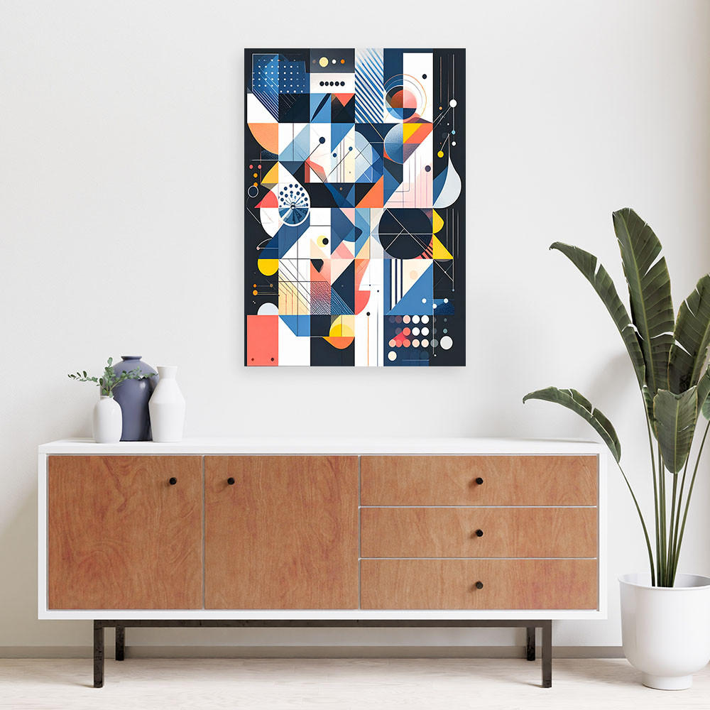 LEINWANDBILD Abstraktion im Bauhaus-Stil 40x60cm - Multicolor, Textil (40/60cm) - Feeby