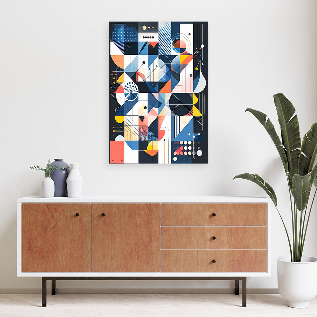 LEINWANDBILD Abstraktion im Bauhaus-Stil 40x60cm - Multicolor, Textil (40/60cm) - Feeby