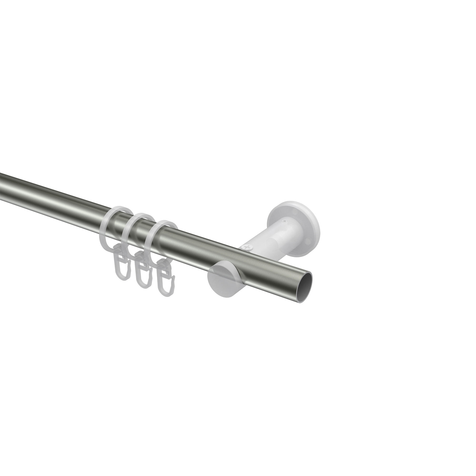 GARDINENSTANGE Platon Savio 200 cm, 1-läufig, 20 mm Ø Edelstahl-Optik - Edelstahlfarben, Metall (200cm) - INTERDECO