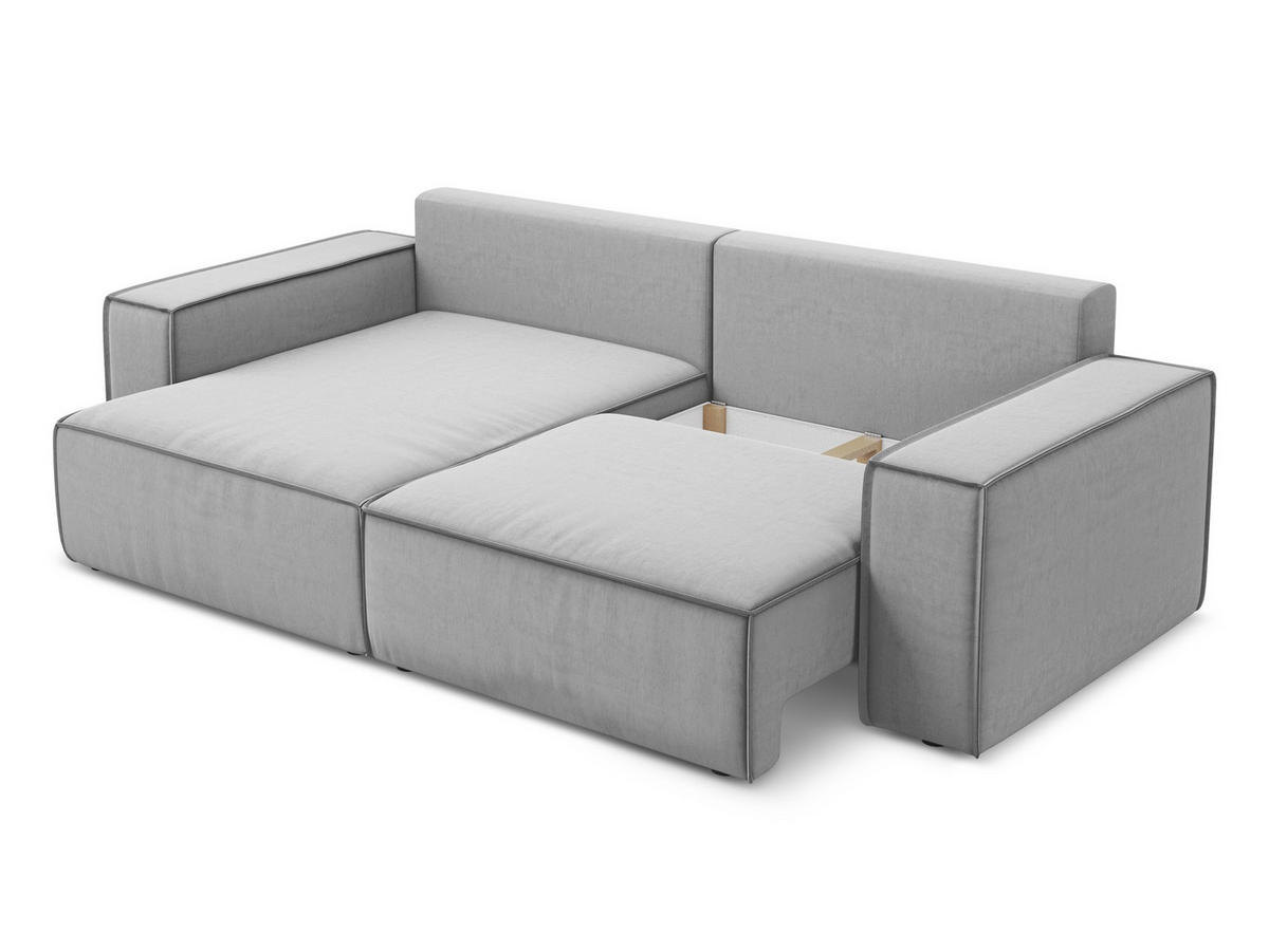 ECKSOFA mit Schlaffunktion Strukturstoff Stoff Grün - Schwarz/Olivgrün, Kunststoff/Textil (149/278cm) - Makamii