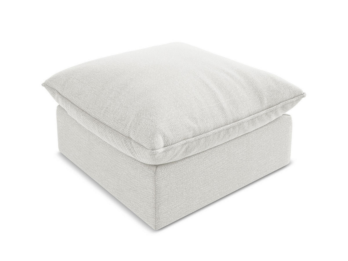 POUF Bouclé Stoff Weiß - Schwarz/Weiß, Holzwerkstoff/Kunststoff (75/45/75cm) - Makamii