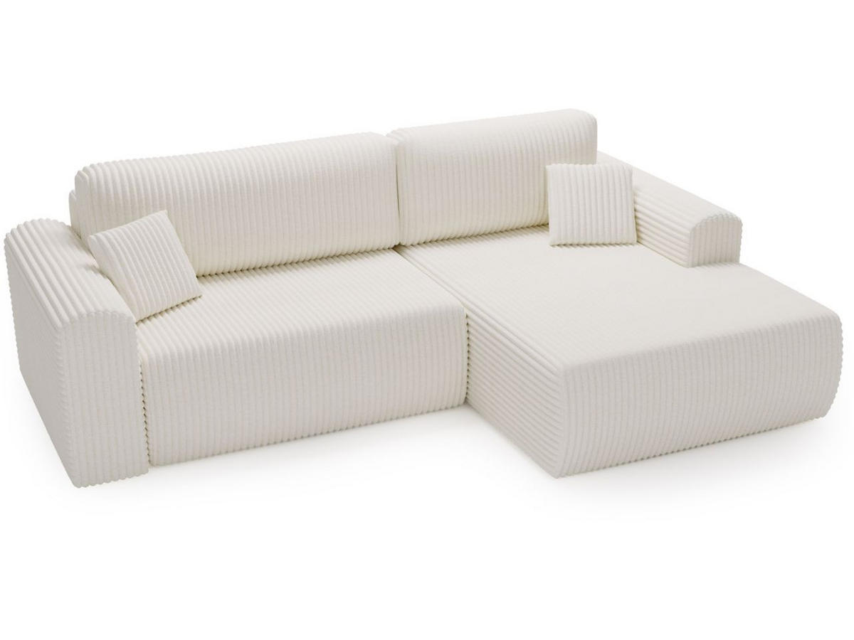 ECKSOFA Belvio Creme Rechts - Creme/Schwarz, Holz/Textil (257/177cm) - Graingold