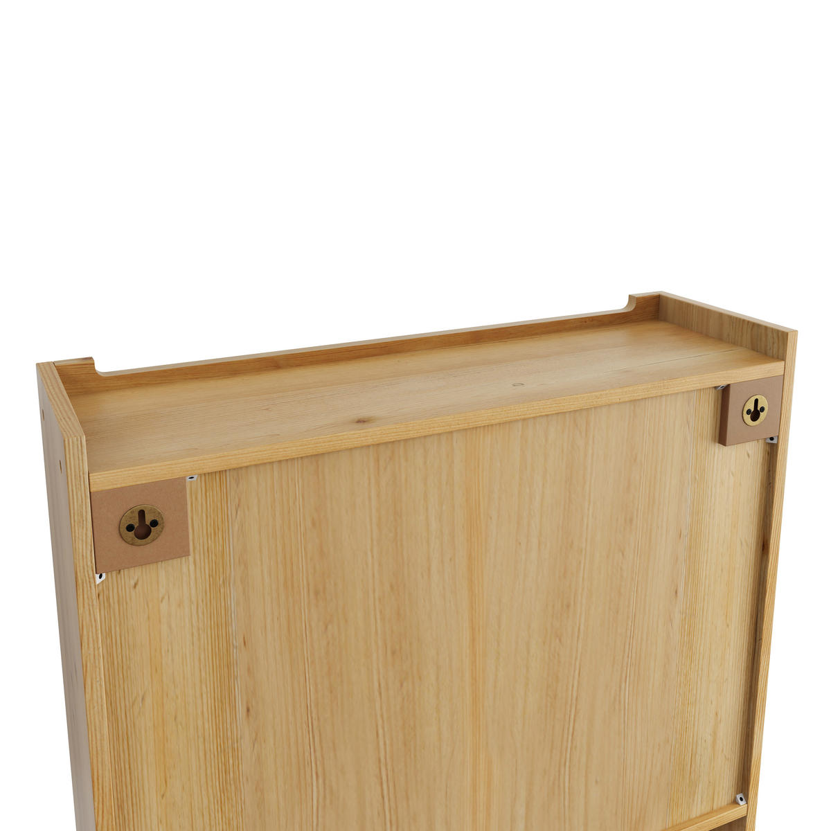 KÜCHENOBERSCHRANK 63x18x60 cm in Natural aus Glas, Massivholz mit Drei-Stufen-Stauraum & Wandmontage - Naturfarben, Holzwerkstoff (63/60/18cm) - Modfu