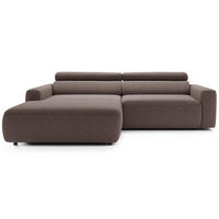 ECKSOFA Fando mit Schlaffunktion, L-Form, 4-Sitzer 252 cm, links Flechtstoff Hellbraun - Hellbraun/Schwarz, Holz/Kunststoff (252/182cm) - Selsey