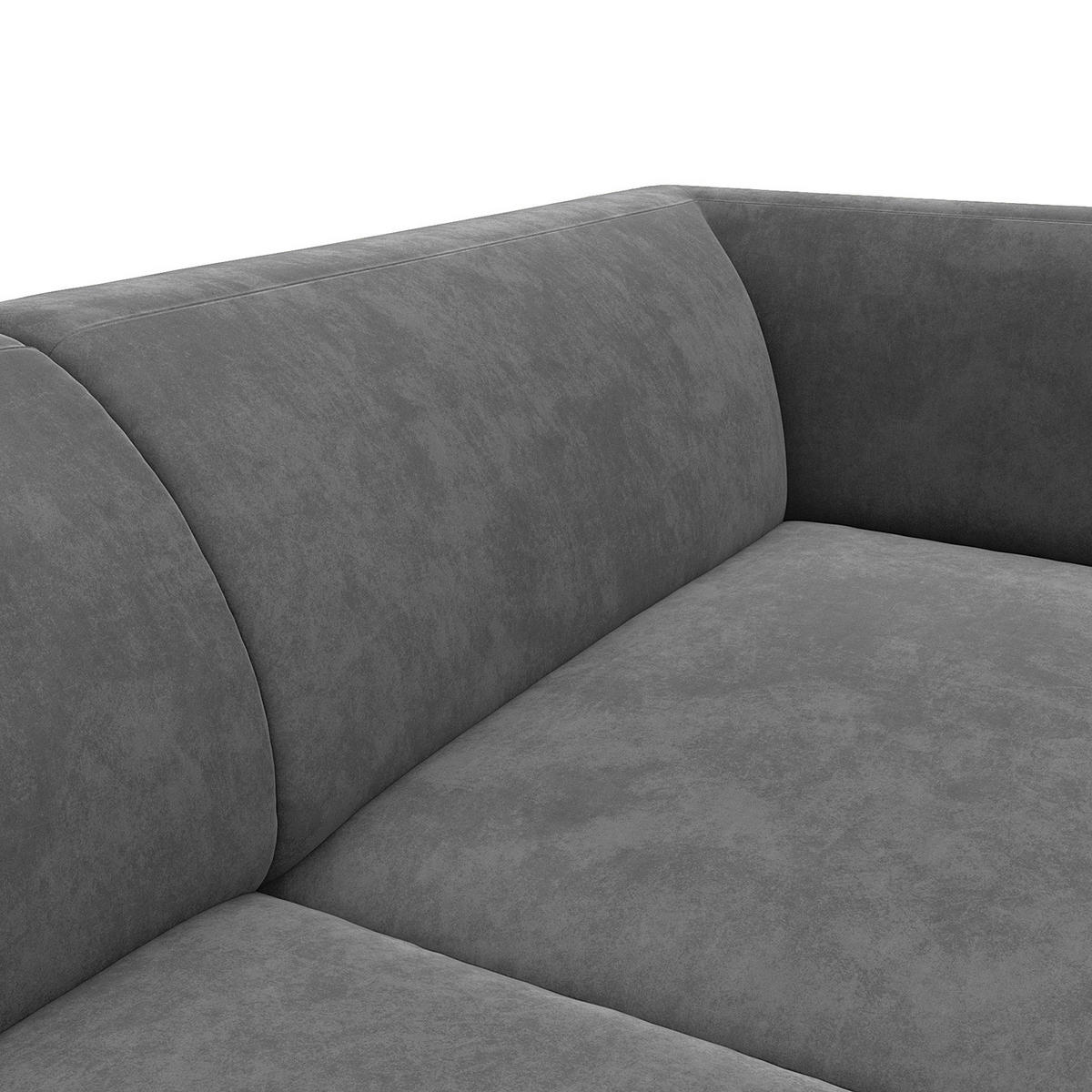 3-SITZER SOFA - Schwarz/Grau, Textil/Metall (205/74/88cm) - home24
