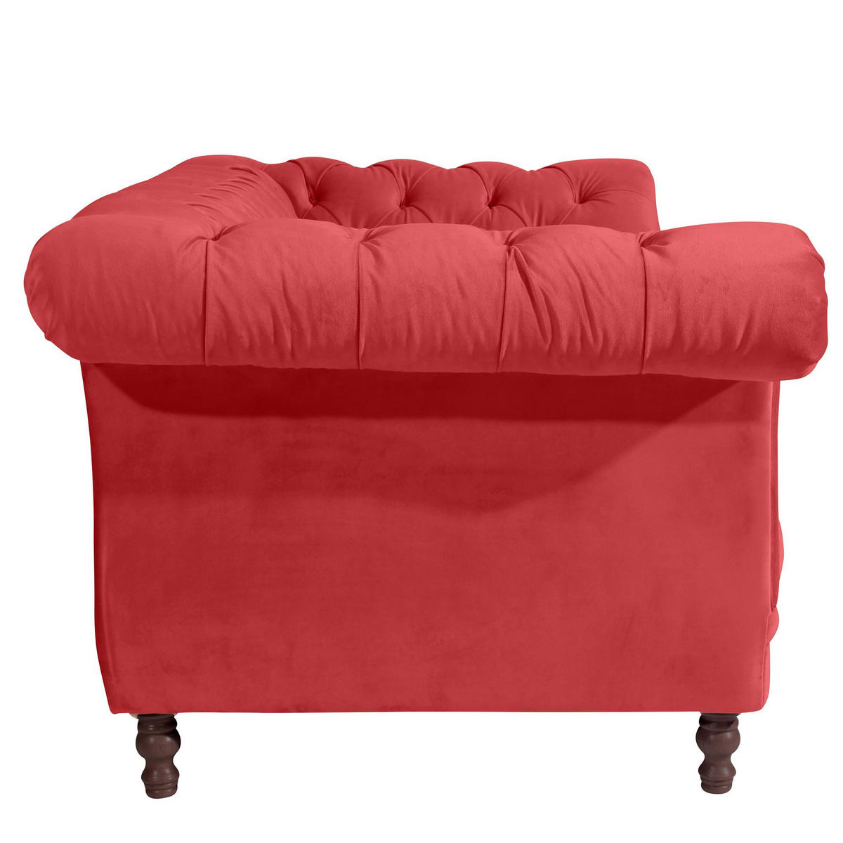 CHESTERFIELD Sofa 2-Sitzer Kaylin Samtvelours rot - Rot, Kunststoff (200/80/100cm) - 58aufmkessel