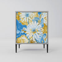 SIDEBOARD DAISY LUXE, Grau, 57,5x42x72,5 cm, Schwarze Metallfüße - Multicolor/Schwarz, Holzwerkstoff/Metall (57.5/72.5/42cm) - SpaceRebels