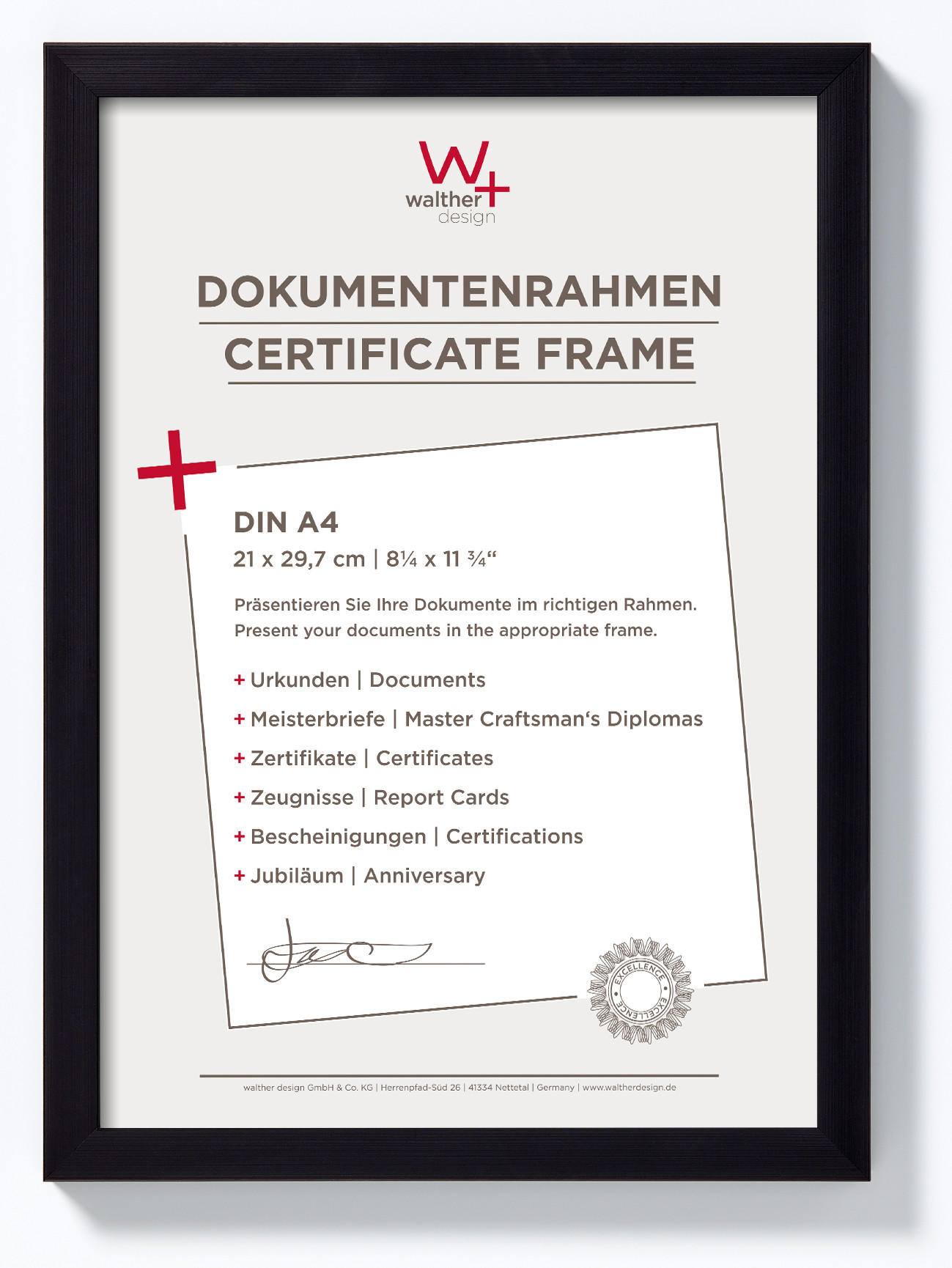 BILDERRAHMEN Construction Designrahmen 21x29,7 cm SCHWARZ - Schwarz, Kunststoff (23.7/32.7/1.3cm) - walther design