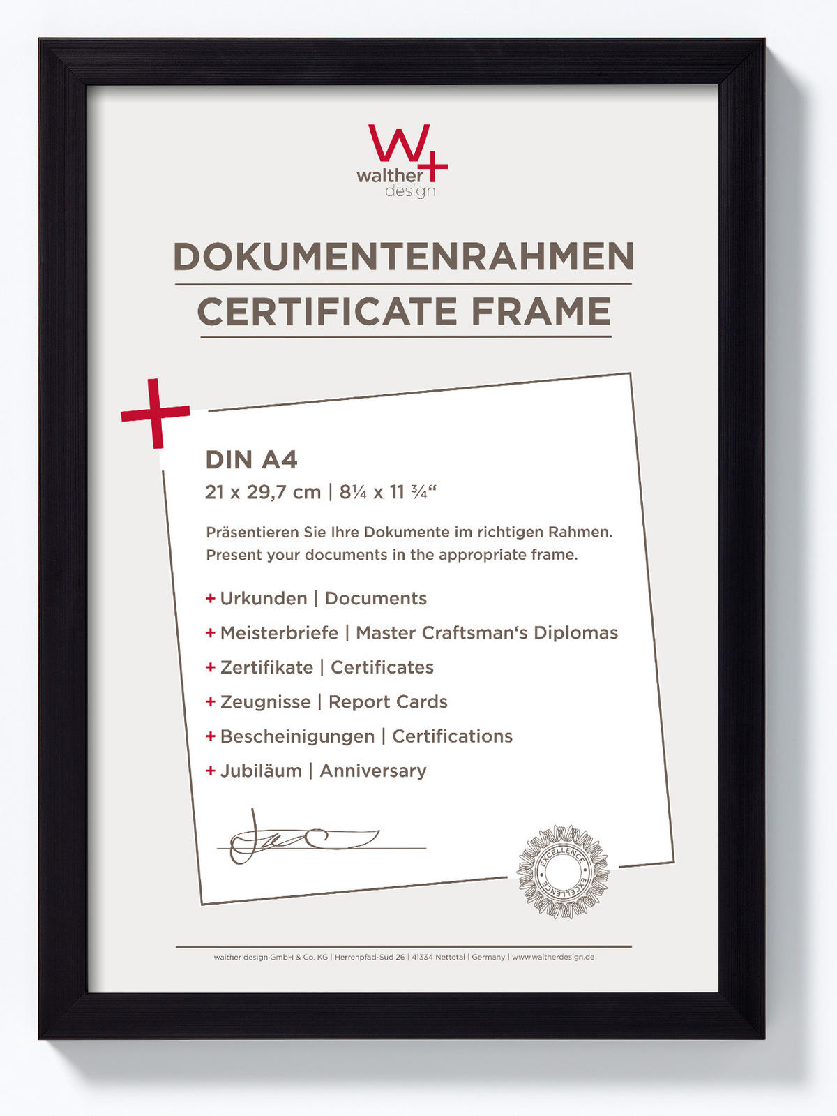 BILDERRAHMEN Construction Designrahmen 21x29,7 cm SCHWARZ - Schwarz, Kunststoff (23.7/32.7/1.3cm) - walther design