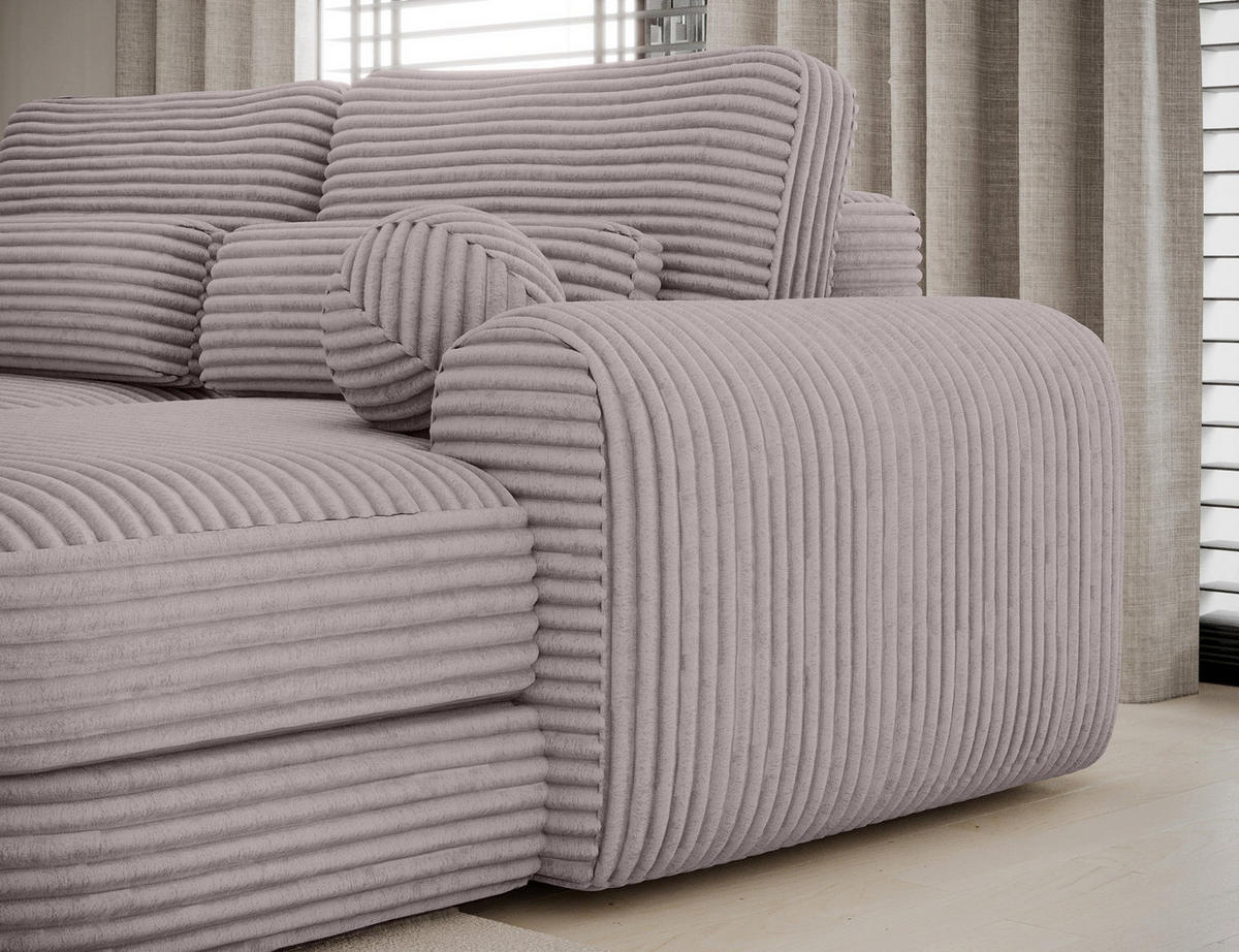 ECKSOFA RIPELI L-Form mit Schlaffunktion & Bettkasten – Modernes 3-Sitzer Sofa, Wellenfederung, 217 × 175 cm - Hellgrau/Schwarz, Kunststoff (175/217cm) - Wohnideebilder