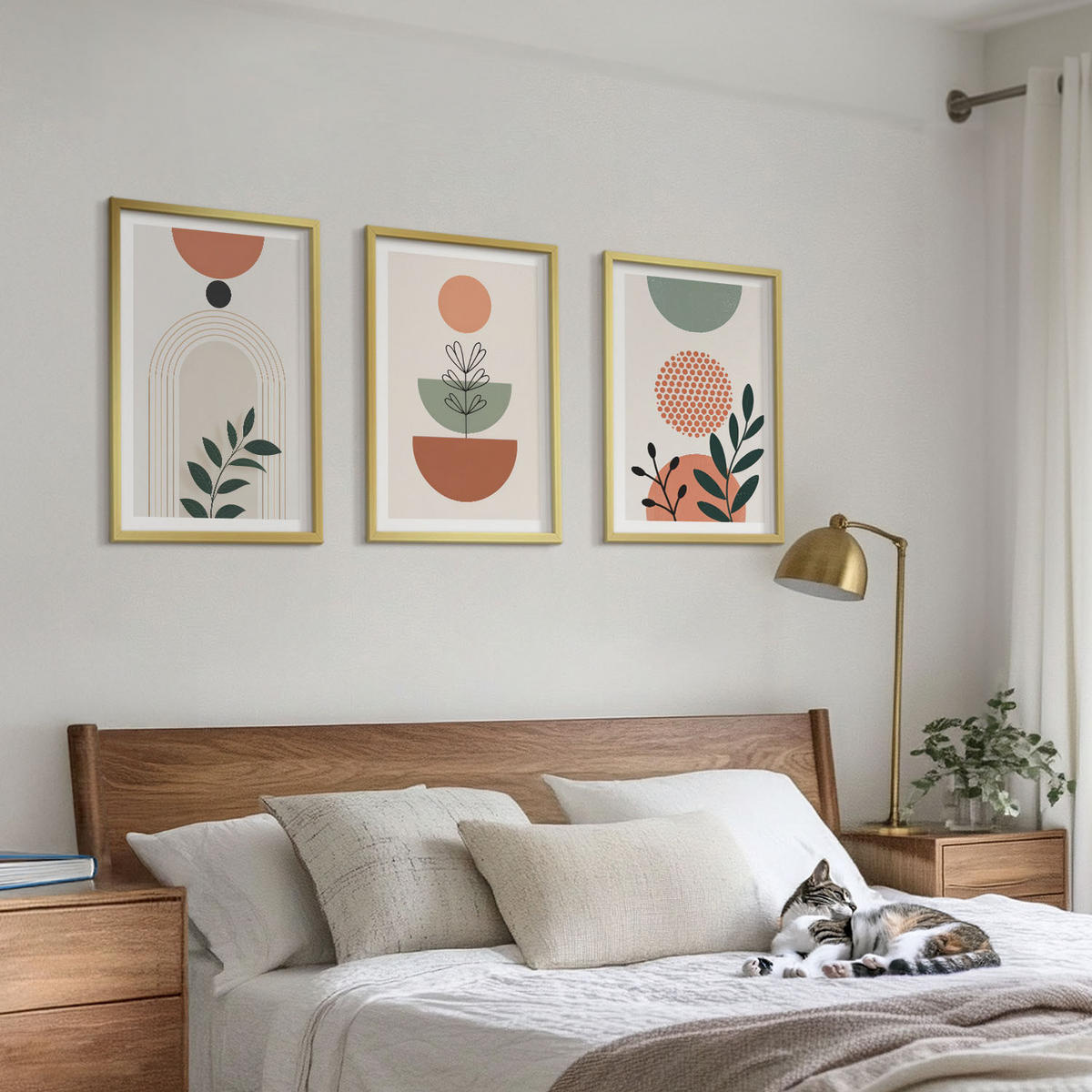 BILDER SET 3er Set - 40x60 cm Goldrahmen - Moderne Pflanzenmotive - Goldfarben, Kunststoff (40/60cm) - TULUP