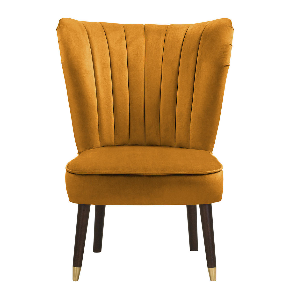 SESSEL - Samt - Braun/Honig, Birkenholz/Textil (61/81/66cm) - home24