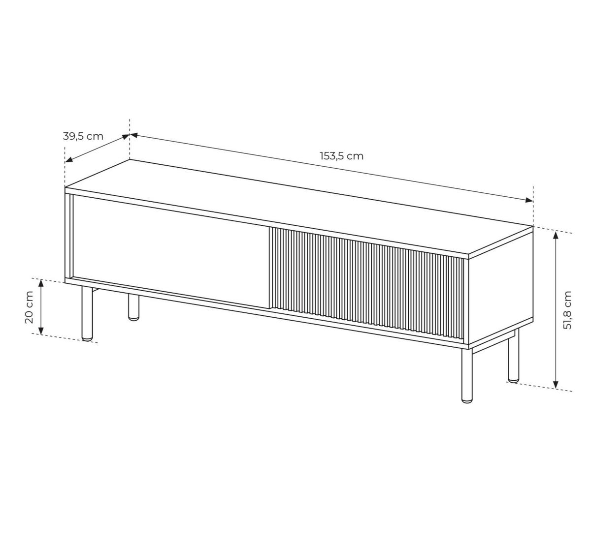 TV-LOWBOARD TAVO Beige 153x40x52 cm - Beige, Holzwerkstoff (153/52/40cm) - FURNLUX