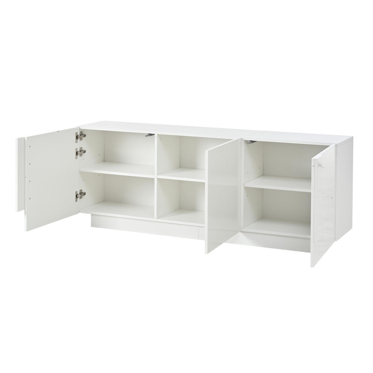 SIDEBOARD Weiß Hochglanz 3 Türen 6 Fächer 160cm Modern - Weiß, Holzwerkstoff (35/60/160cm) - FLIEKS