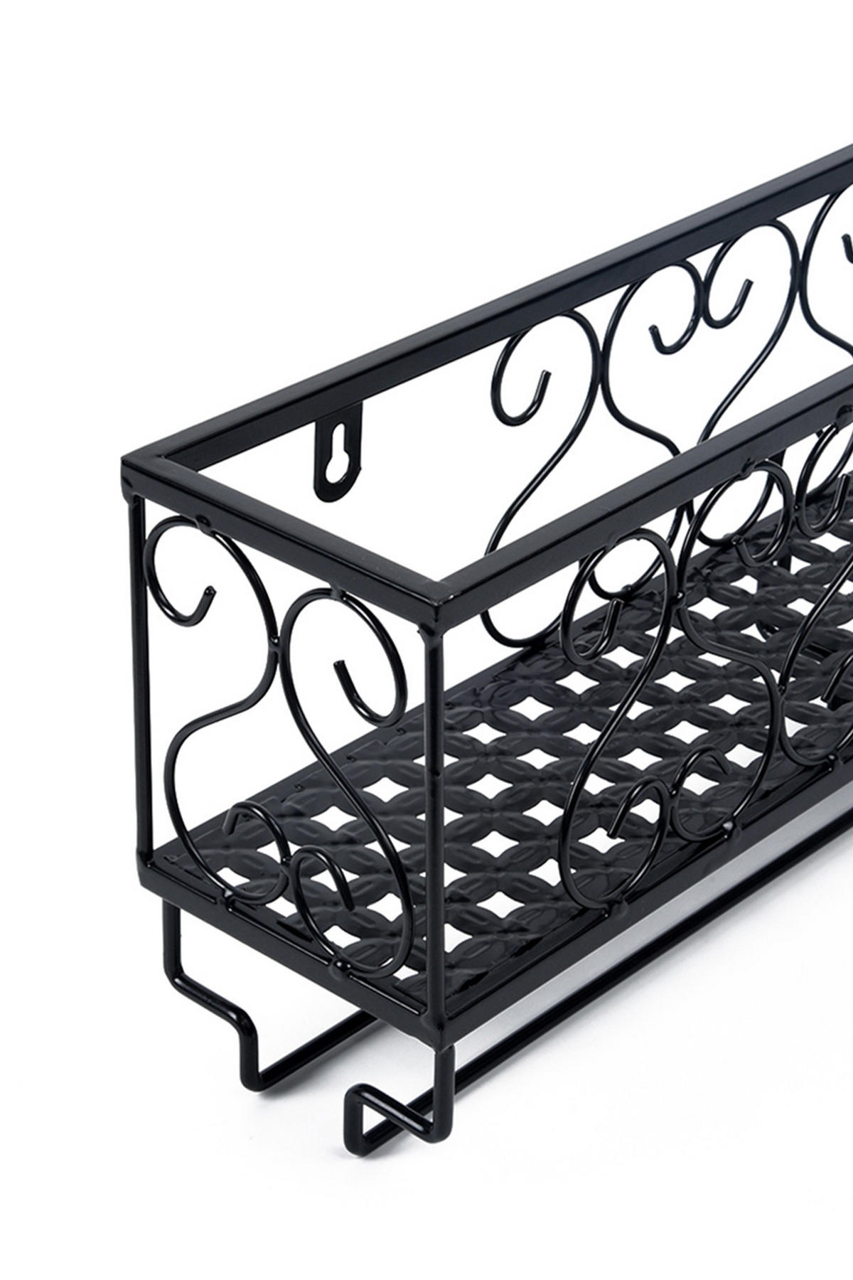 WEINREGAL Wandmontiertes mit Glashalter aus Eisen Sichere Aufbewahrung Vielfältige Anwendung 50 x 10 x 17 cm - Schwarz, Metall (50/17/10cm) - Livingandhome