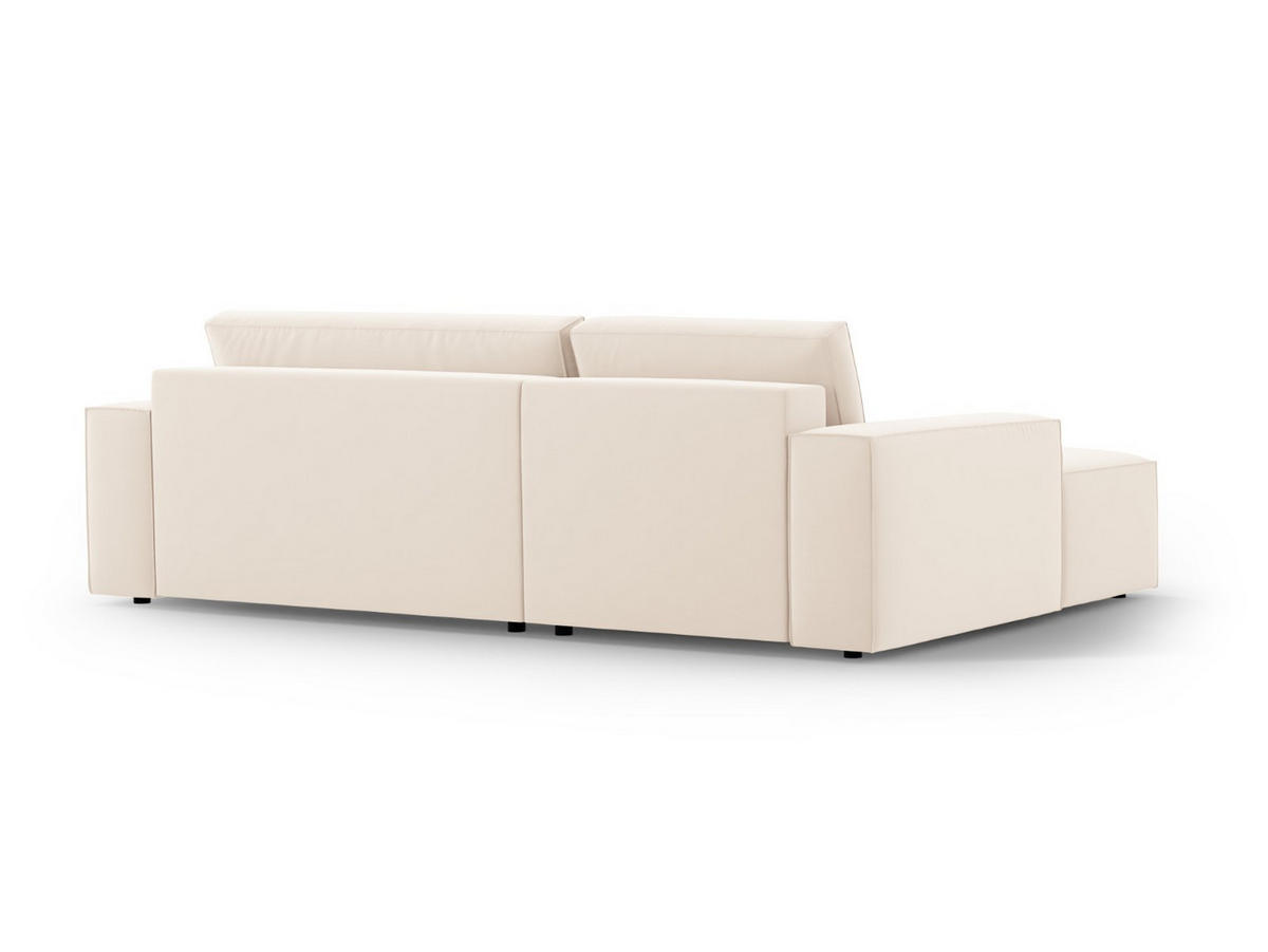 ECKSOFA ausklappbar links mit Container Jodie aus Samt leichtes beige 3 Sitzplätze - Creme, Textil (246/151cm) - Micadoni