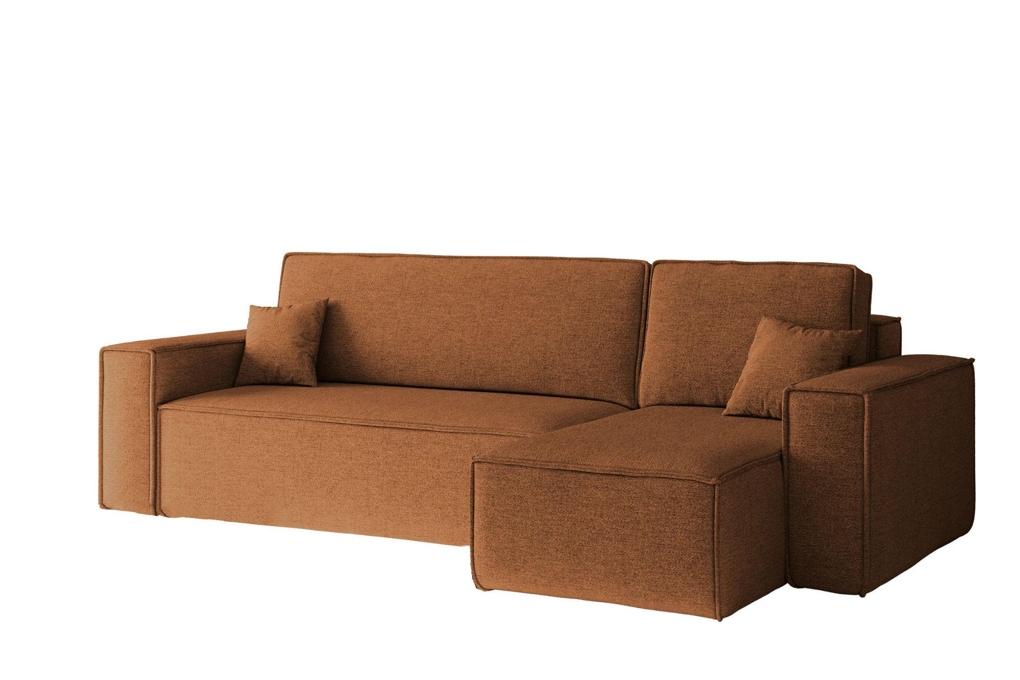 ECKSOFA, Best L-Form, Stoff Neve, Kupfer, Rechts - Orange, Holz (244/142cm) - Kaiser Möbel