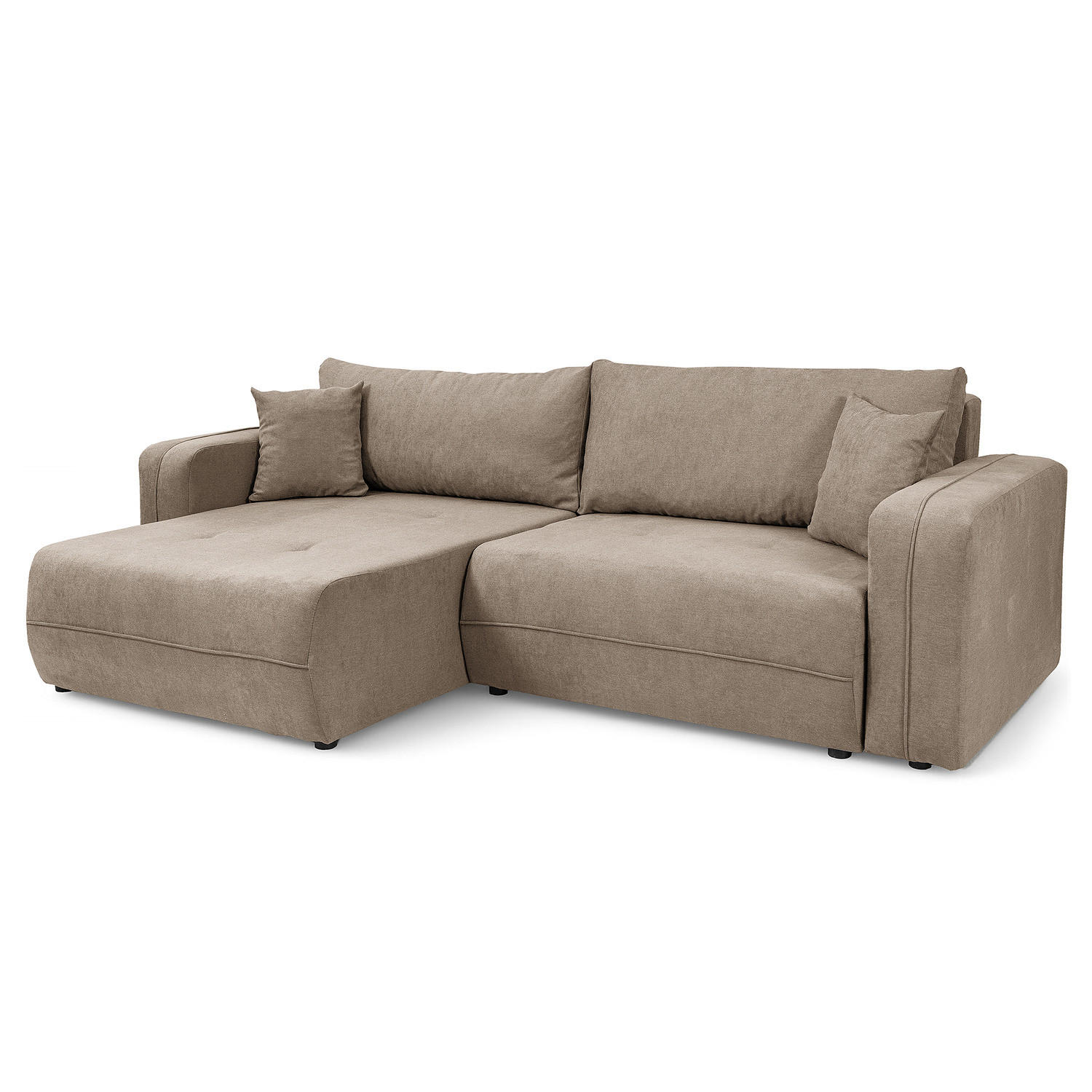 ECKSOFA mit Schlaffunktion - 244 cm - Schwarz/Cappuccino, Kunststoff/Textil (244/145cm) - home24