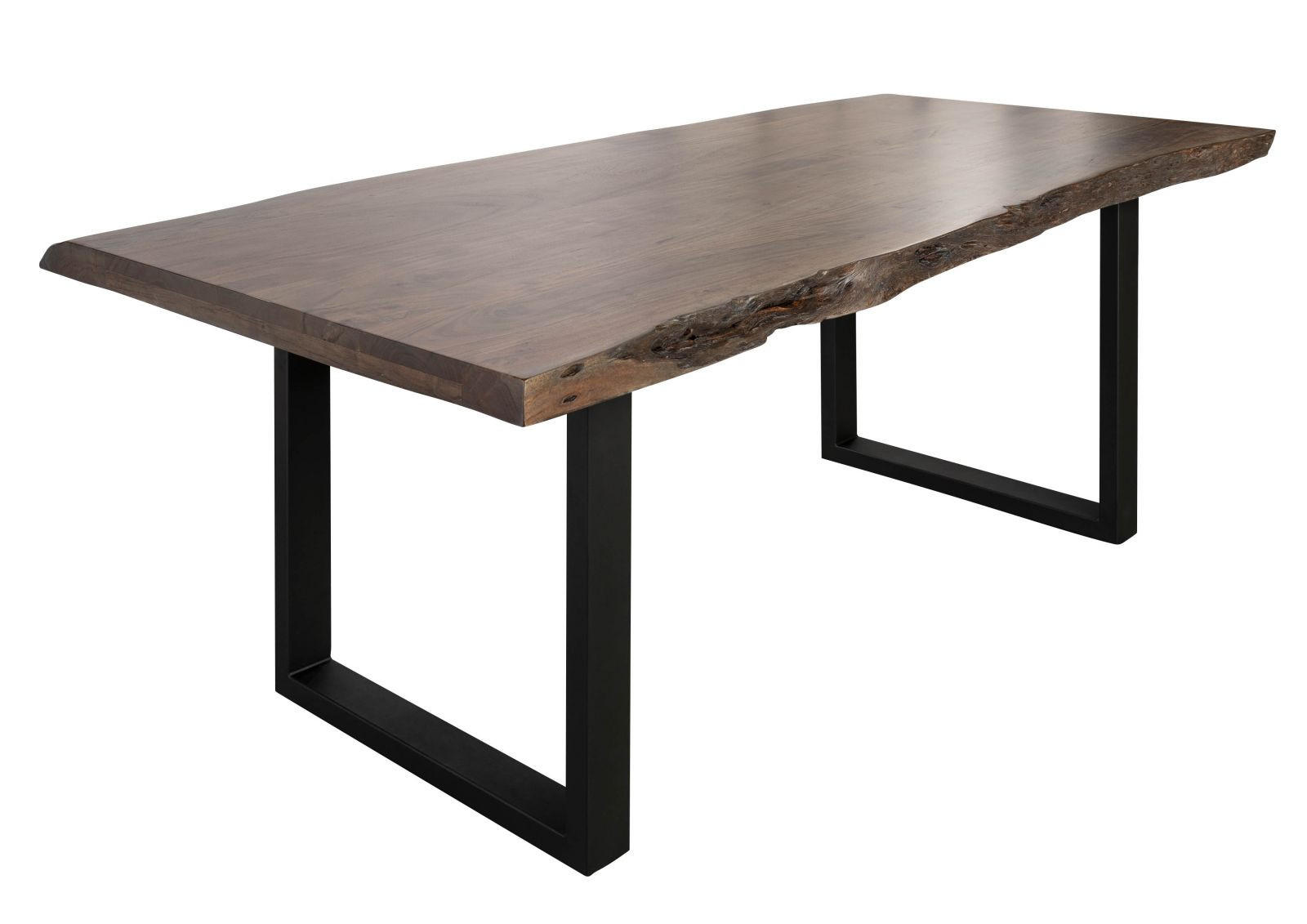 BAUMTISCH Akazie 200x100x77 grau lackiert / U-Beine anthrazit matt FREEFORM 5 - Anthrazit/Grau, Holz (200/100/77cm) - Massivmoebel24
