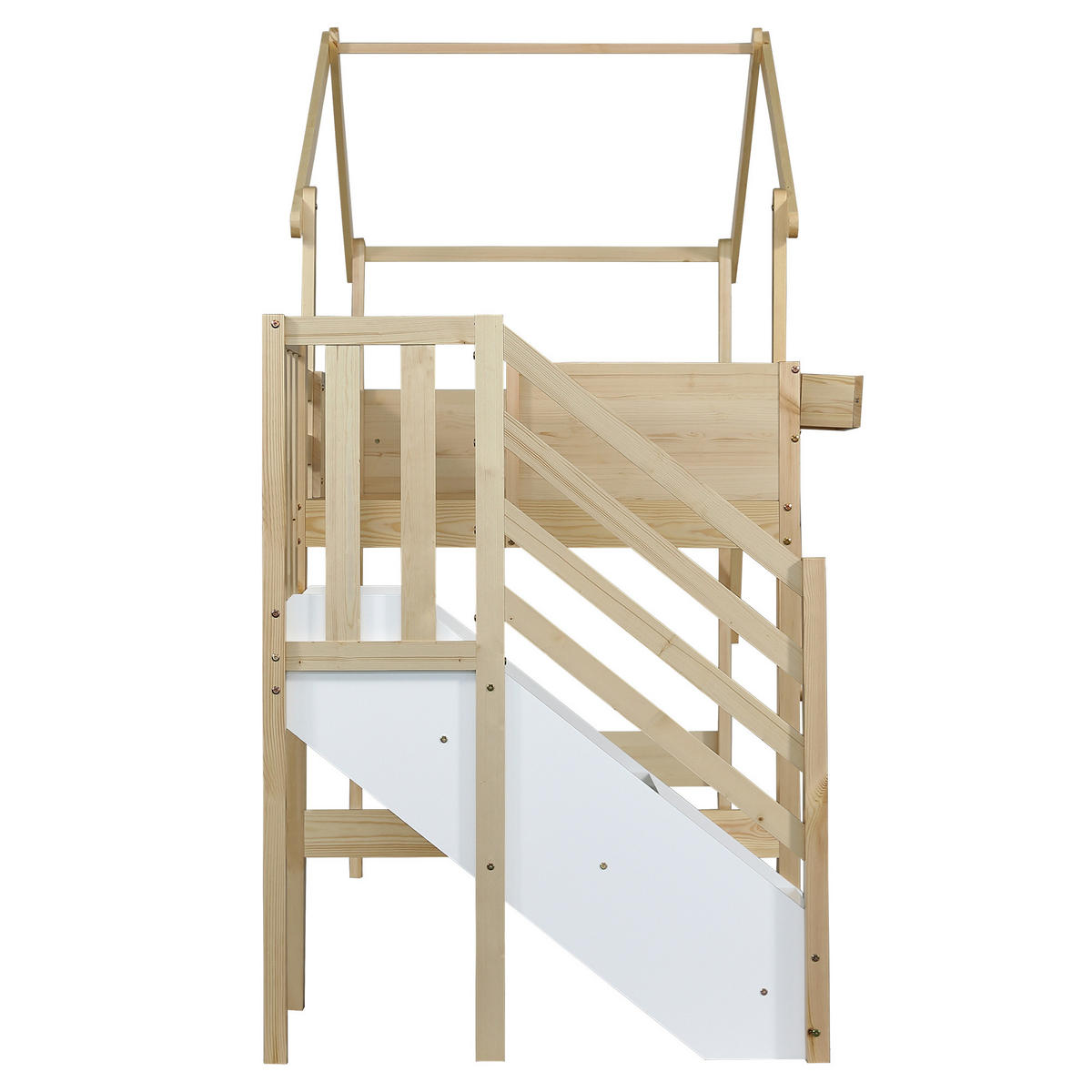 HAUSBETT 90/200 cm Weiß, Natur - Ahornfarben/Weiß, Holz - Raumix