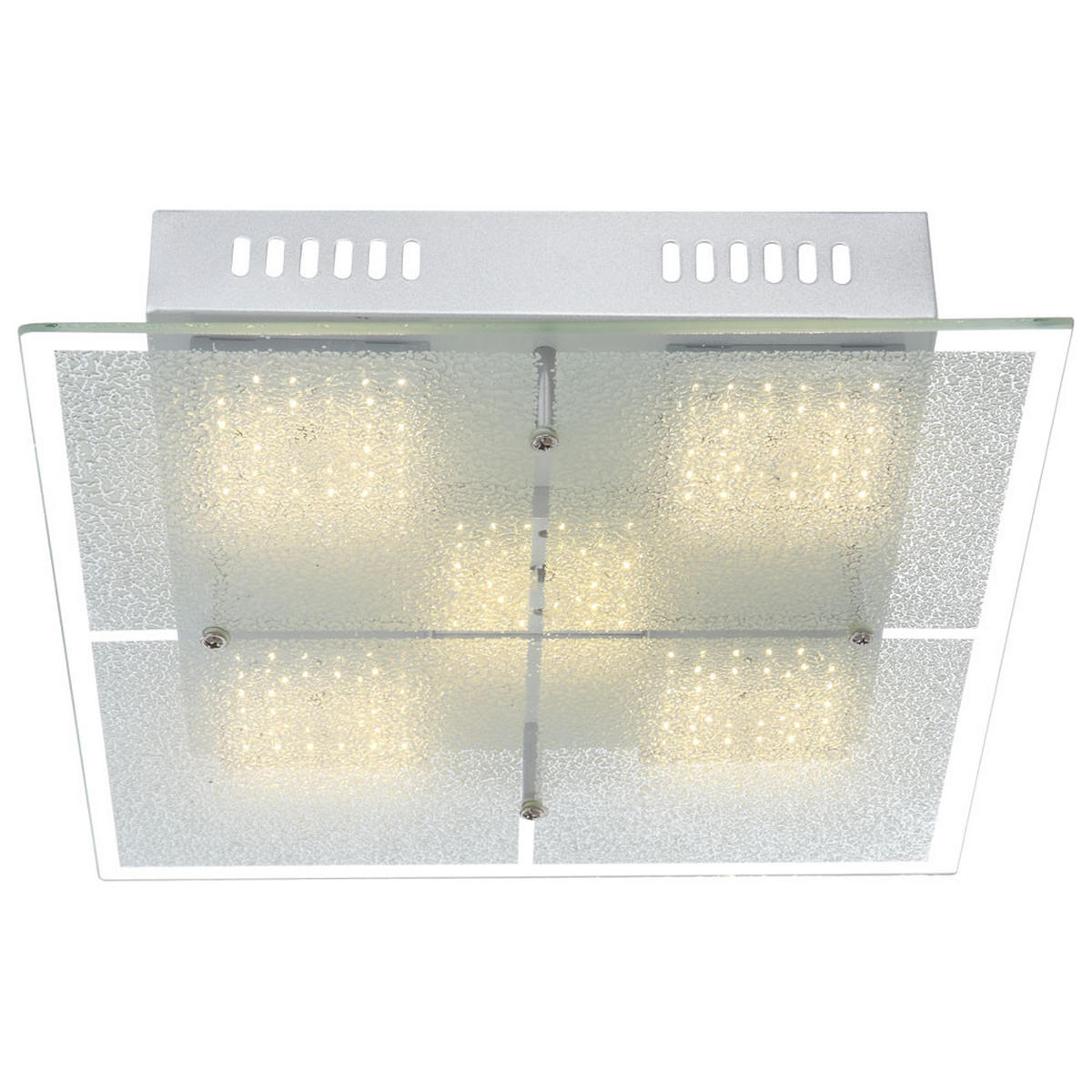 LED DECKENLEUCHTE Metall Chrom Silber - Silberfarben, Glas (28/28/6.2cm) - Globo Lighting