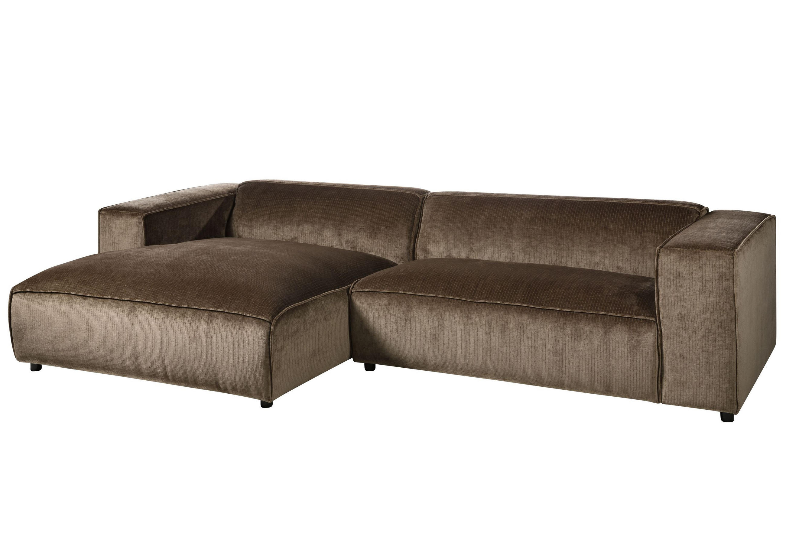 ECKSOFA 304x164x69 Ottomane links Cord taupe VALENCIA - Taupe, Kunststoff (304/164cm) - Massivmoebel24