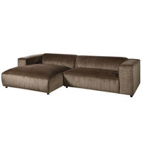 ECKSOFA 304x164x69 Ottomane links Cord taupe VALENCIA - Taupe, Kunststoff (304/164cm) - Massivmoebel24