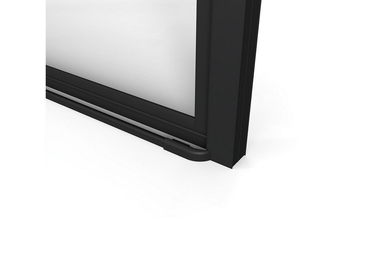 DUSCHTÜR Pendel - Metall matt Schwarz - Industrie-Style - Glas antikalk - 80 x 195 cm - FIORENI - Schwarz, Metall (80/195cm) - Vente-Unique