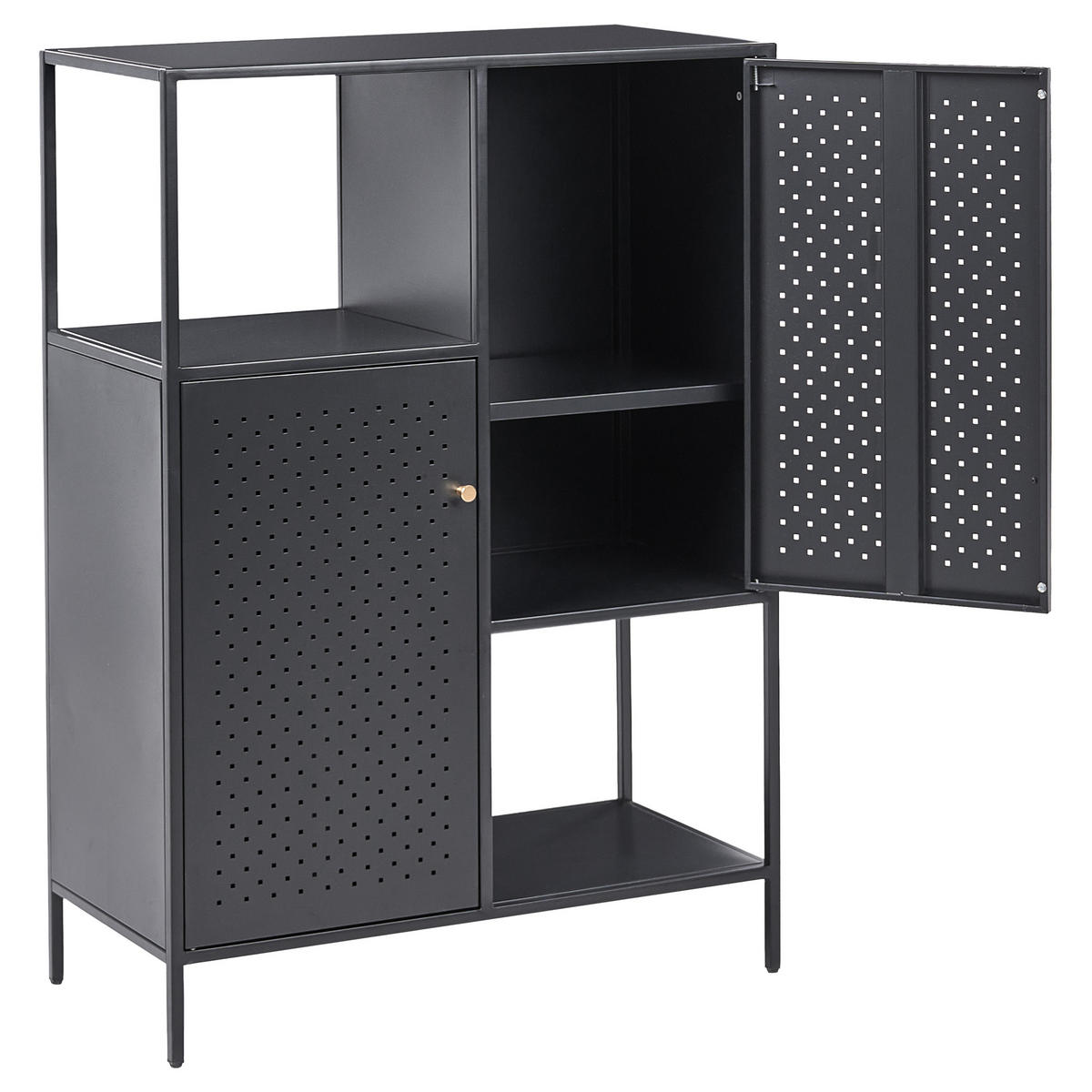 BÜROSCHRANK Metall Schwarz Rakaia - Schwarz, Metall (76/106/35cm) - Beliani