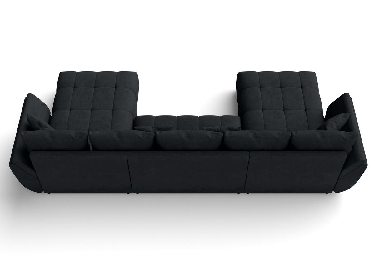 WOHNLANDSCHAFT Antalya Schwarz 382/190/91 cm – Sofa mit Bettfunktion - Schwarz, Kunststoff/Textil (382/91/190cm) - AX Living
