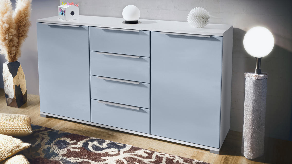 SIDEBOARD Linio Denim matt - Pastellblau, Holzwerkstoff (138.5/75.5/35cm) - Vladon