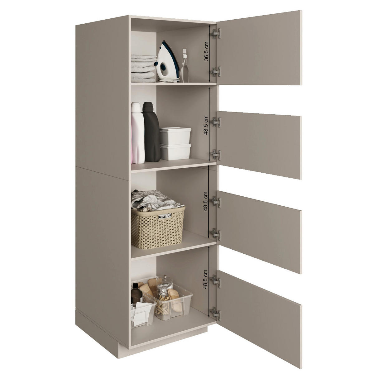 BADEZIMMERMÖBEL-SET Holv Kaschmirgrau 135 cm - Taupe, Holzwerkstoff/Metall (135/200/66cm) - Selsey