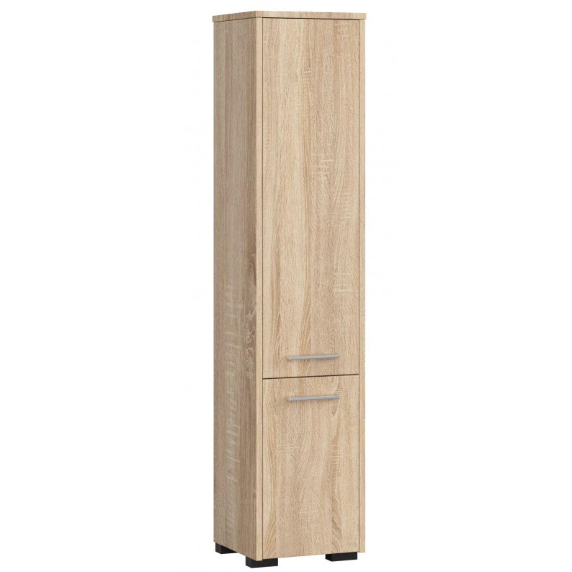HOCHSCHRANK Sonoma-Eiche 30x30x140 cm - Silberfarben/Sonoma Eiche, Holzwerkstoff/Kunststoff (30/140/30cm) - Akord
