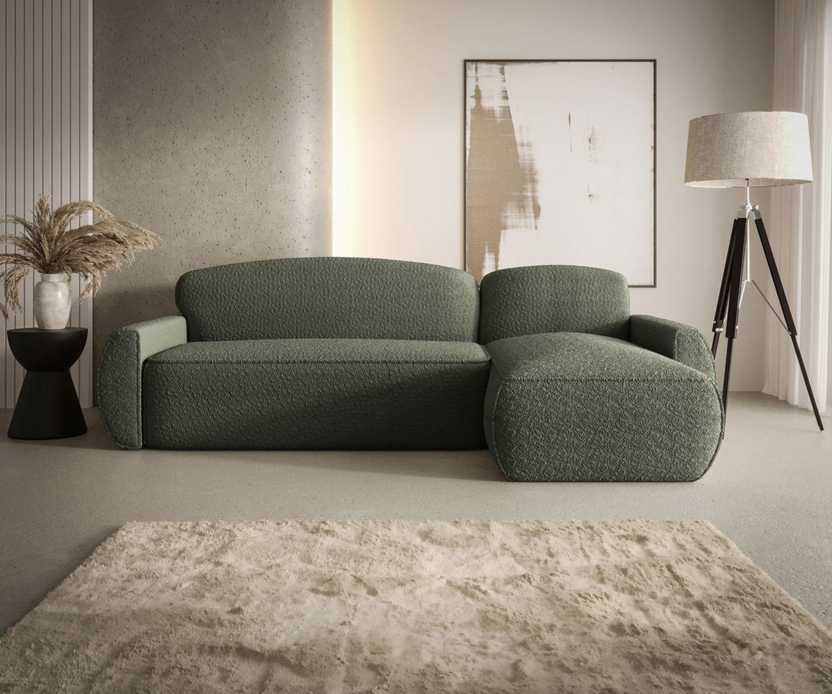 ECKSOFA mit Schlaffunktion LUCAS Quelle 37 Rechts - Dunkelgrün, Textil (240/145cm) - Bedante