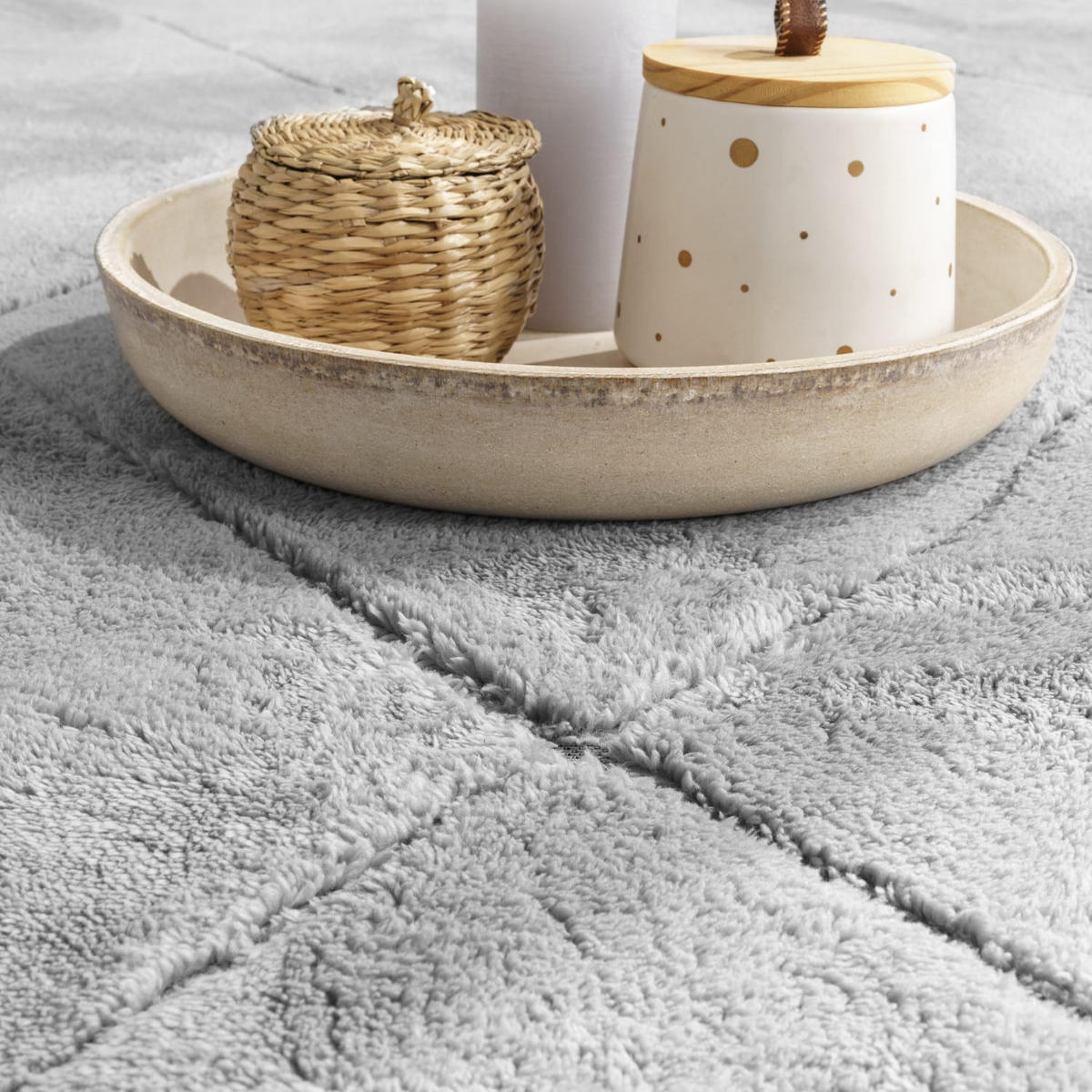 KURZFLORTEPPICH Waschbar, mit Rauten-Struktur, Grau, 120 x 160 cm - Grau, Textil (120/160cm) - KADIMA DESIGN