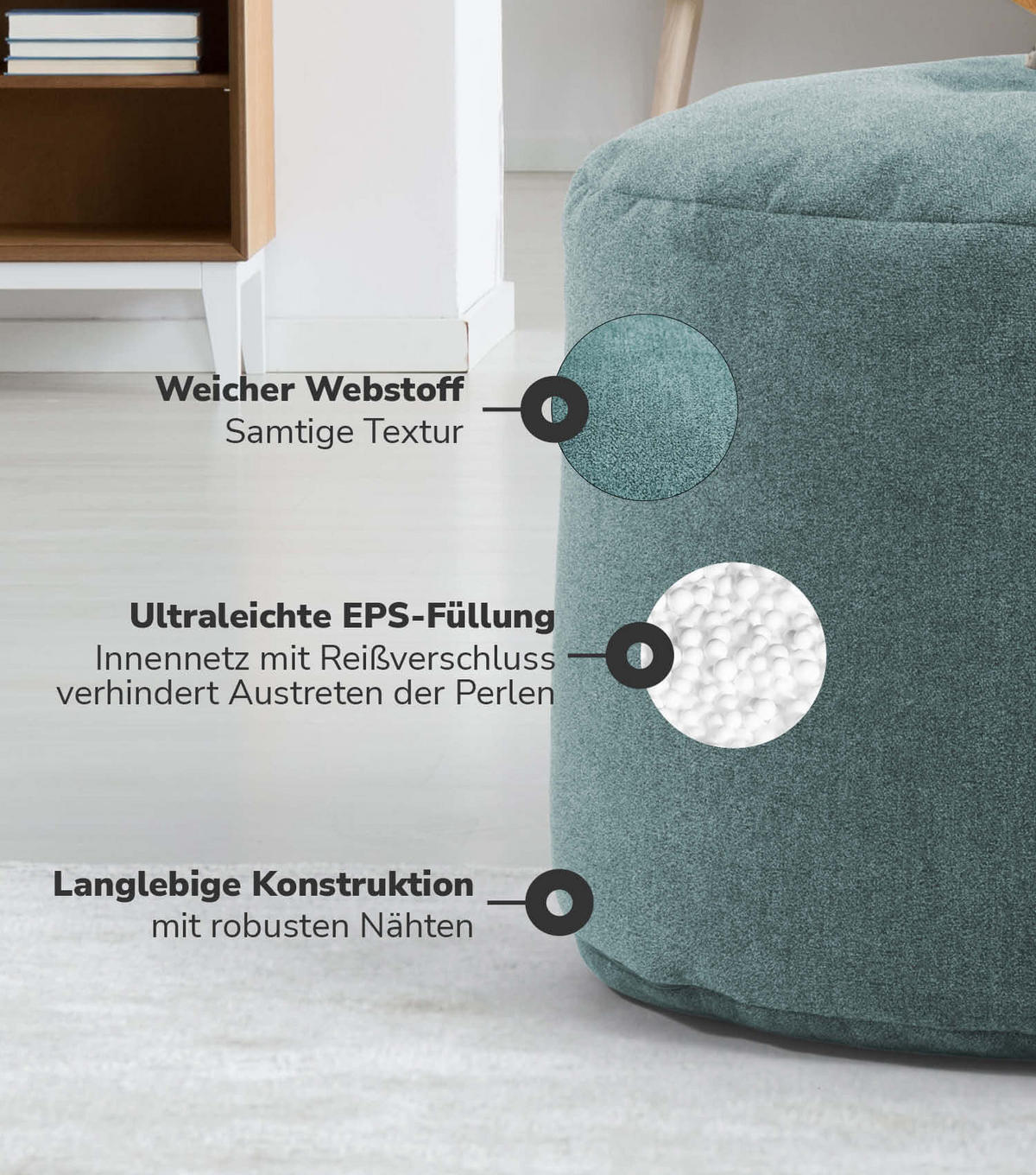 POUF Der Ruhepouf - Blau, Textil (50/30/50cm) - Mokebo