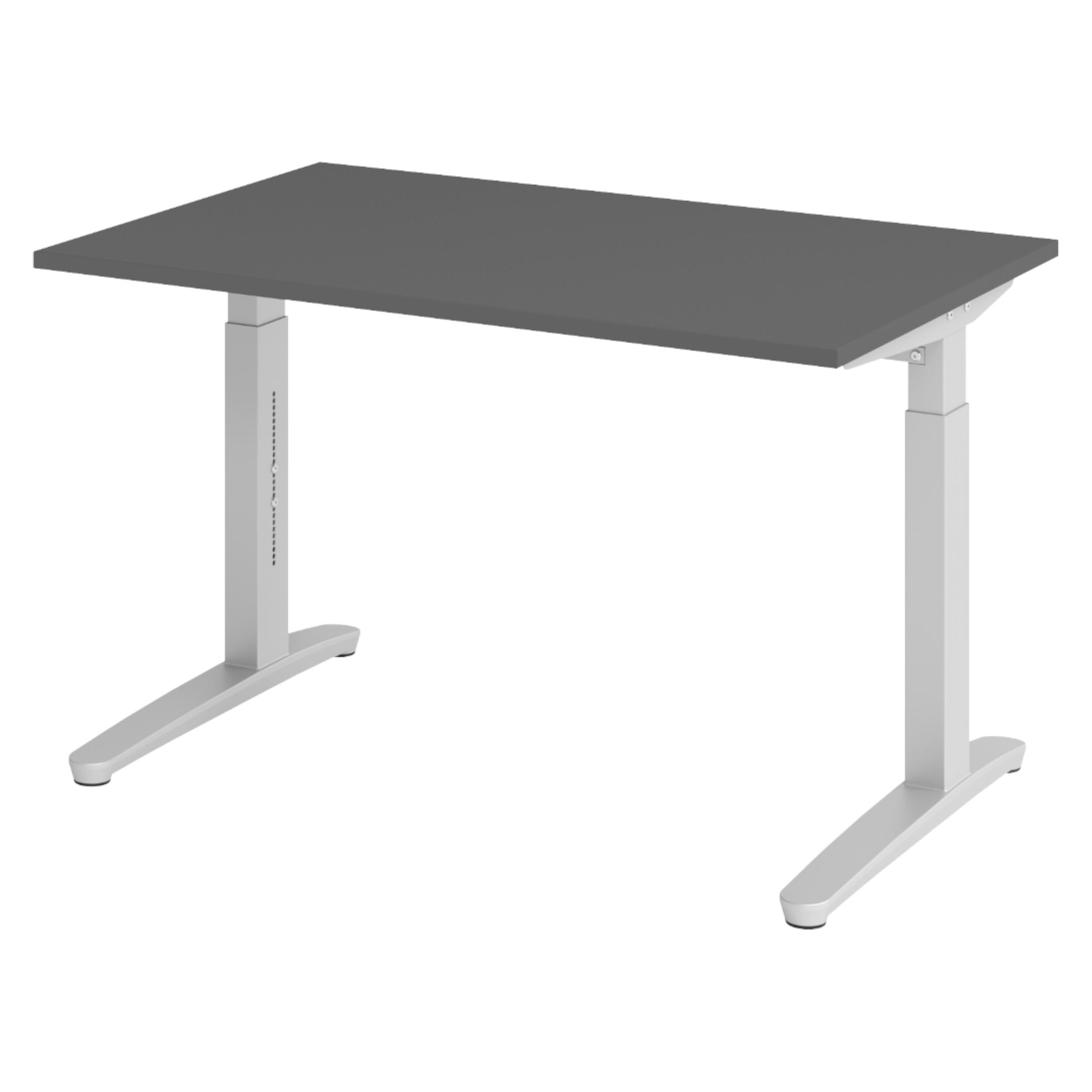 bümö SCHREIBTISCH Graphit, Silber 120cm × 80cm × 74cm