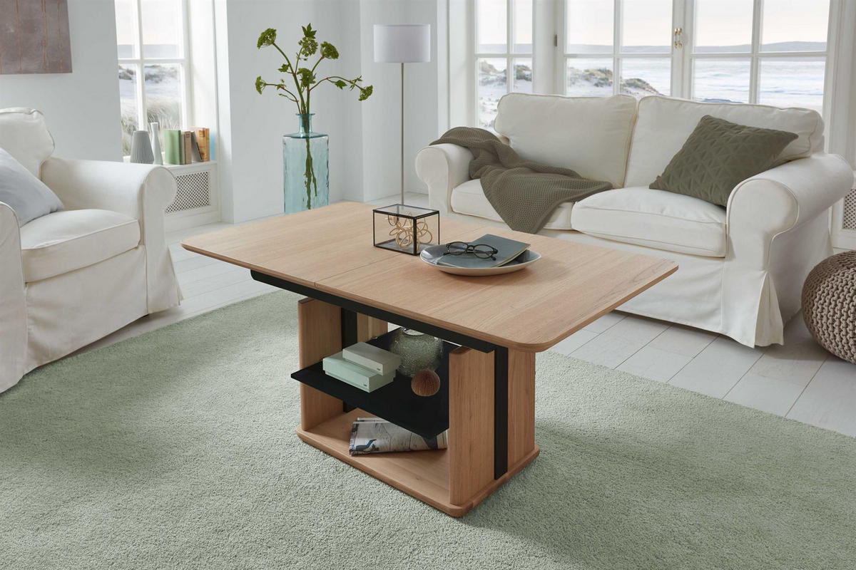 COUCHTISCH höhenverstellbar und ausziehbar Cissy 120x54x70 Wildeiche - Wildeiche/Schwarz, Holz (120/70/70cm) - 58aufmkessel